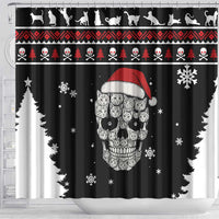 Cat Skull Santa Christmas Shower Curtain Xmas Holiday Patterns - Wonder Print Shop