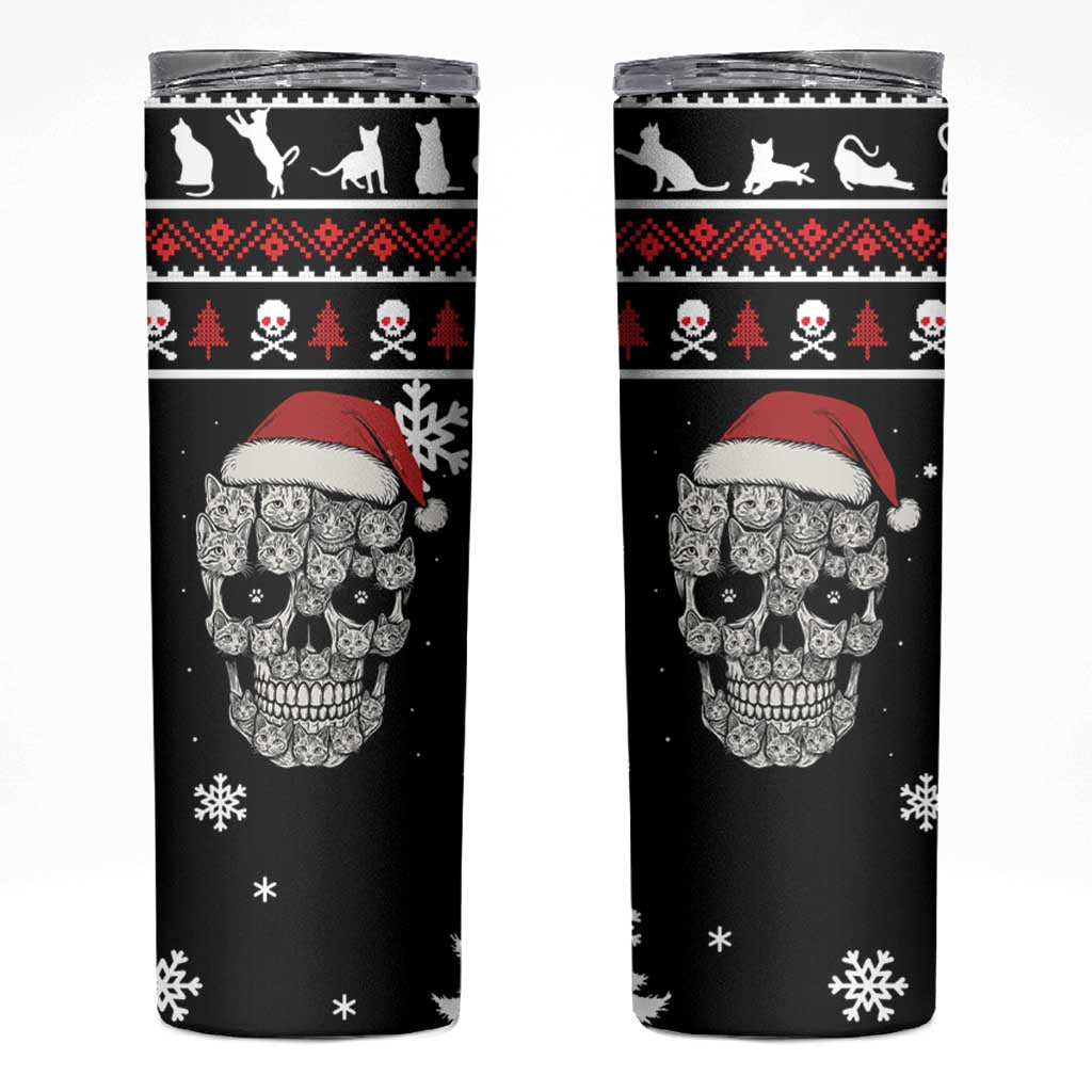Cat Skull Santa Christmas Skinny Tumbler Xmas Holiday Patterns - Wonder Print Shop