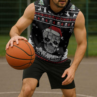 Cat Skull Santa Christmas Sleeveless Hoodie Xmas Holiday Patterns - Wonder Print Shop