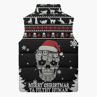 Cat Skull Santa Christmas Sleeveless Puffer Jacket Xmas Holiday Patterns - Wonder Print Shop