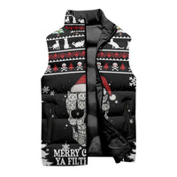 Cat Skull Santa Christmas Sleeveless Puffer Jacket Xmas Holiday Patterns - Wonder Print Shop