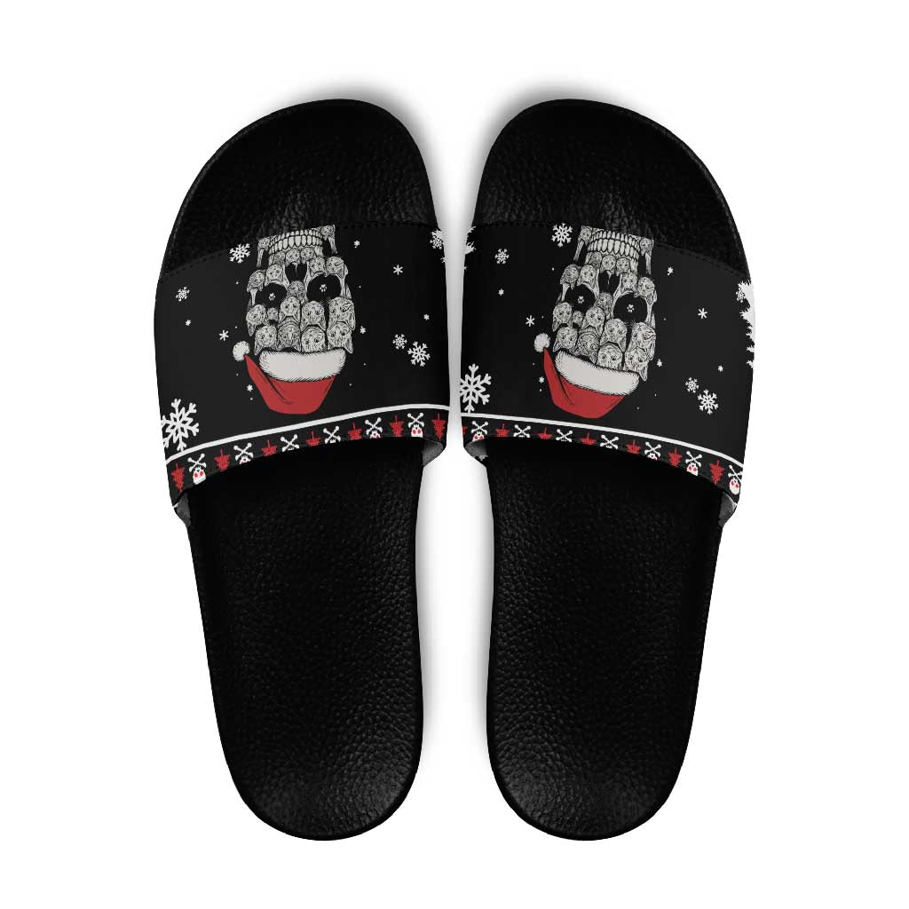 Cat Skull Santa Christmas Slide Sandals Xmas Holiday Patterns - Wonder Print Shop