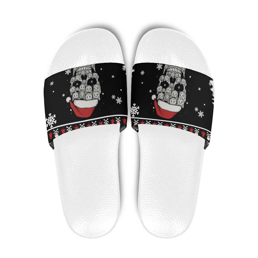 Cat Skull Santa Christmas Slide Sandals Xmas Holiday Patterns - Wonder Print Shop