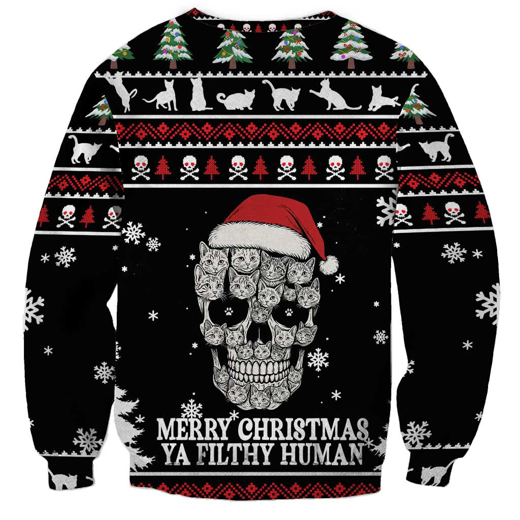 Cat Skull Santa Christmas Sweatshirt Xmas Holiday Patterns - Wonder Print Shop