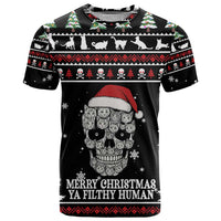Cat Skull Santa Christmas T Shirt Xmas Holiday Patterns - Wonder Print Shop
