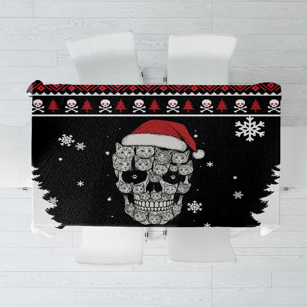 Cat Skull Santa Christmas Tablecloth Xmas Holiday Patterns - Wonder Print Shop