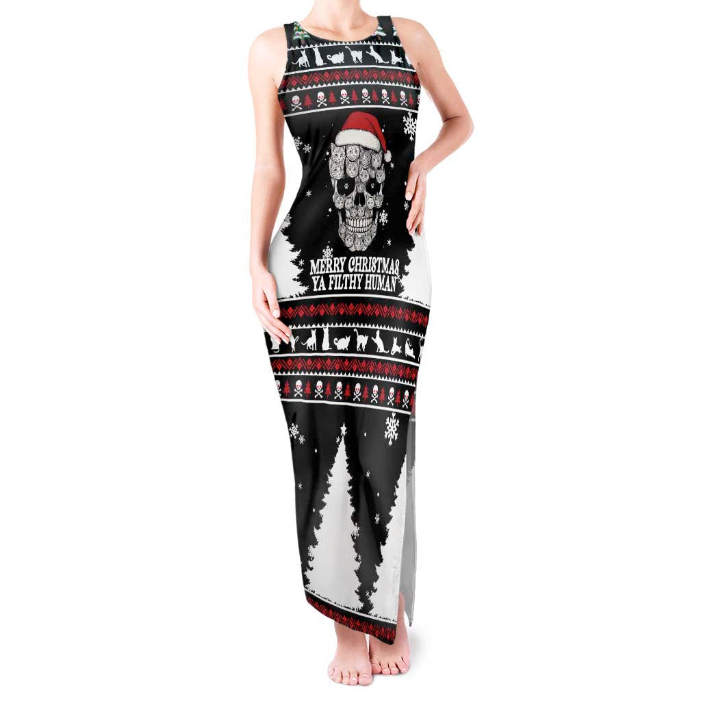 Cat Skull Santa Christmas Tank Maxi Dress Xmas Holiday Patterns - Wonder Print Shop
