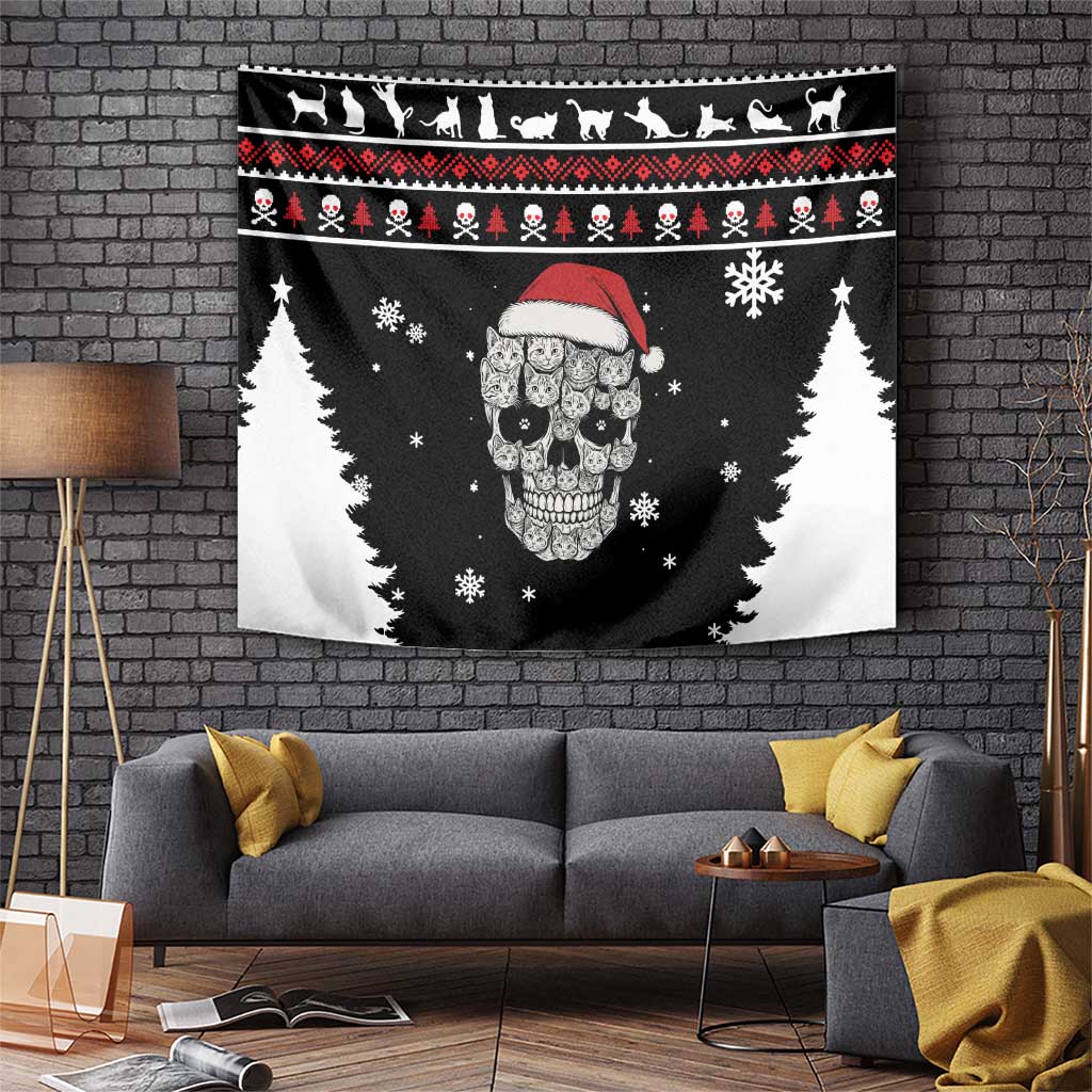 Cat Skull Santa Christmas Tapestry Xmas Holiday Patterns - Wonder Print Shop