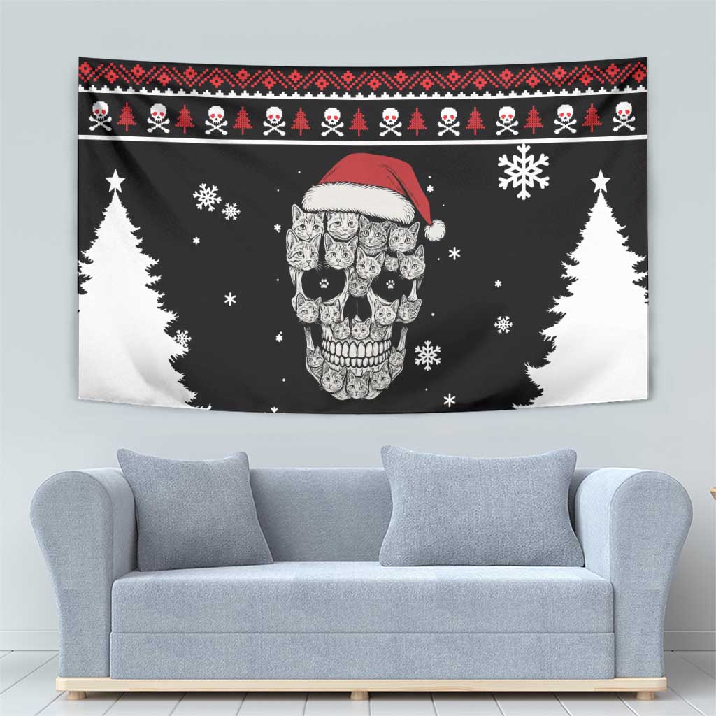 Cat Skull Santa Christmas Tapestry Xmas Holiday Patterns - Wonder Print Shop