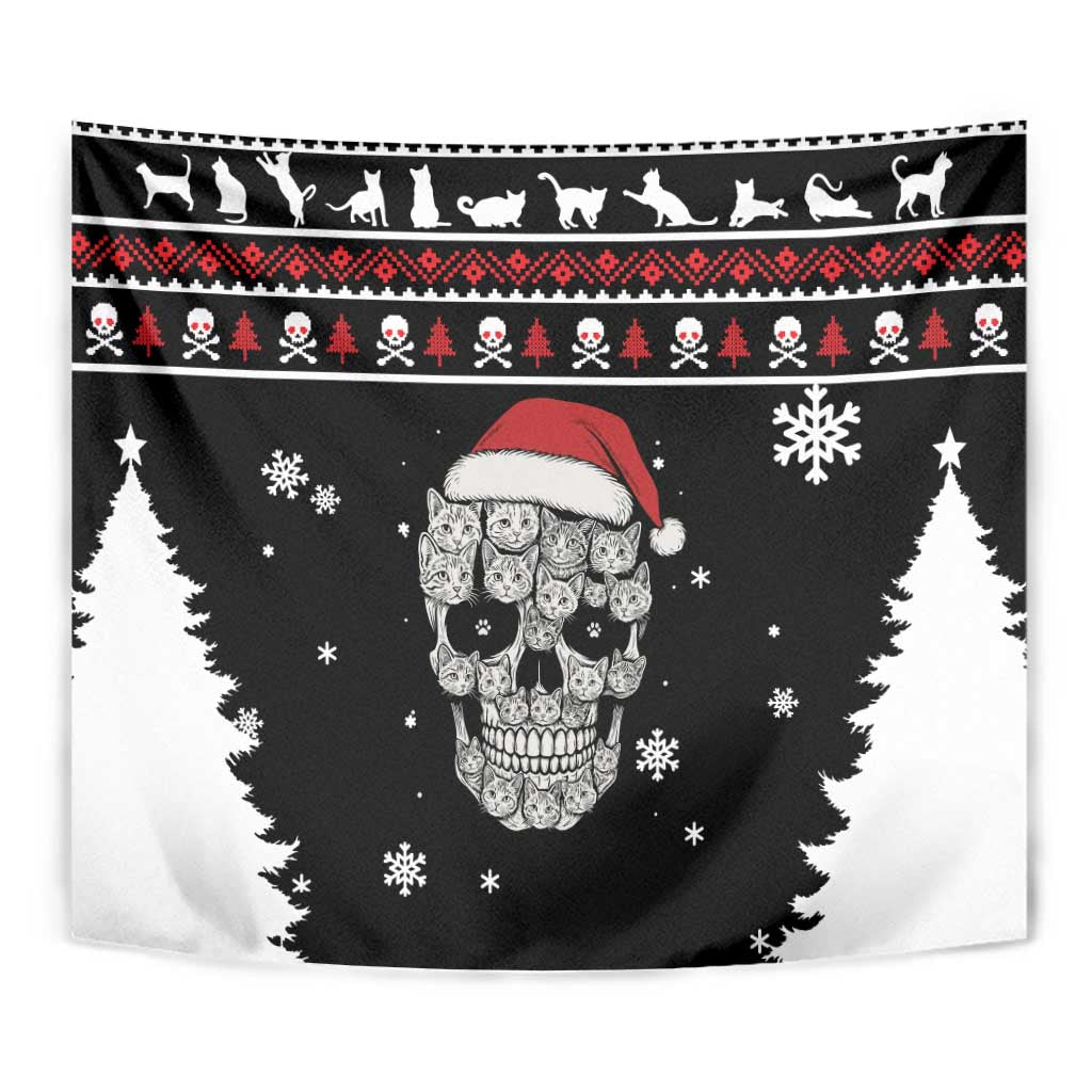 Cat Skull Santa Christmas Tapestry Xmas Holiday Patterns - Wonder Print Shop