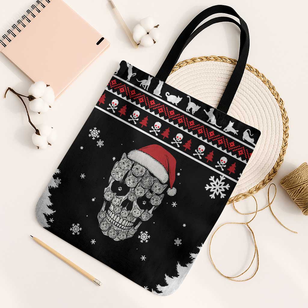 Cat Skull Santa Christmas Tote Bag Xmas Holiday Patterns - Wonder Print Shop