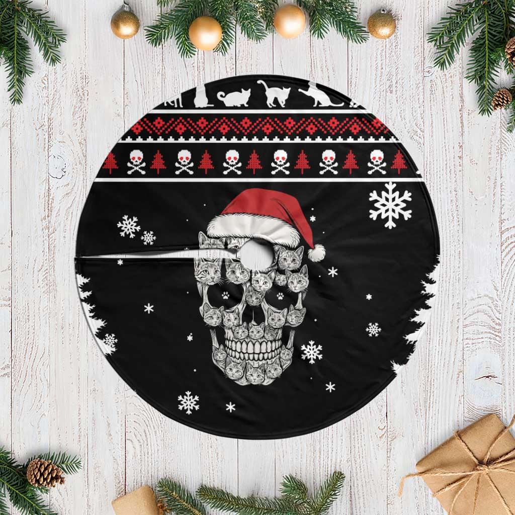 Cat Skull Santa Christmas Tree Skirt Xmas Holiday Patterns - Wonder Print Shop