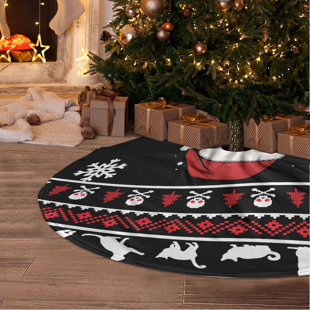 Cat Skull Santa Christmas Tree Skirt Xmas Holiday Patterns - Wonder Print Shop