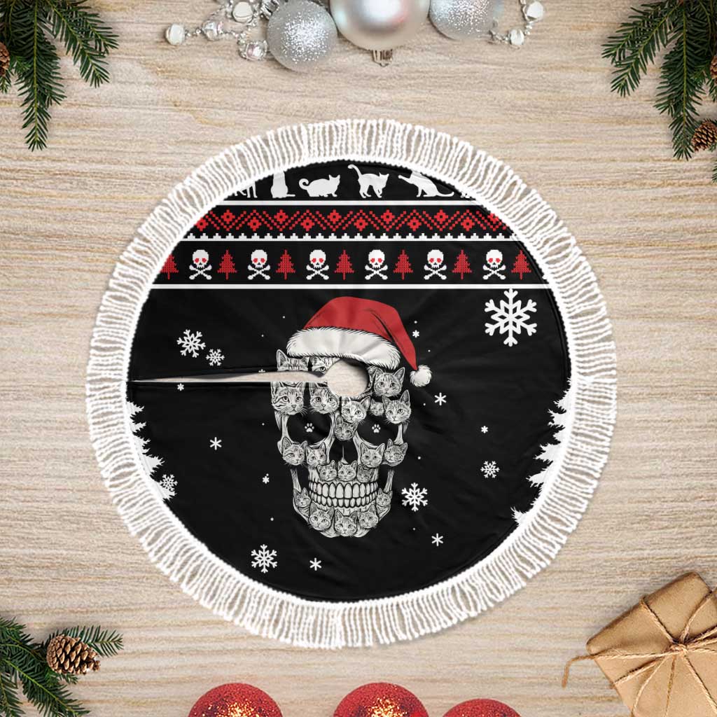Cat Skull Santa Christmas Tree Skirt Xmas Holiday Patterns - Wonder Print Shop