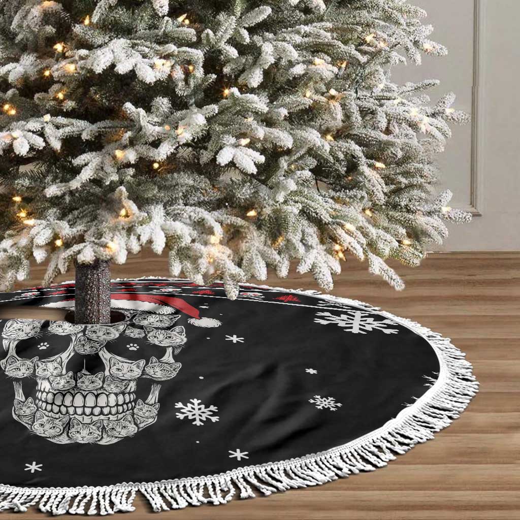 Cat Skull Santa Christmas Tree Skirt Xmas Holiday Patterns - Wonder Print Shop