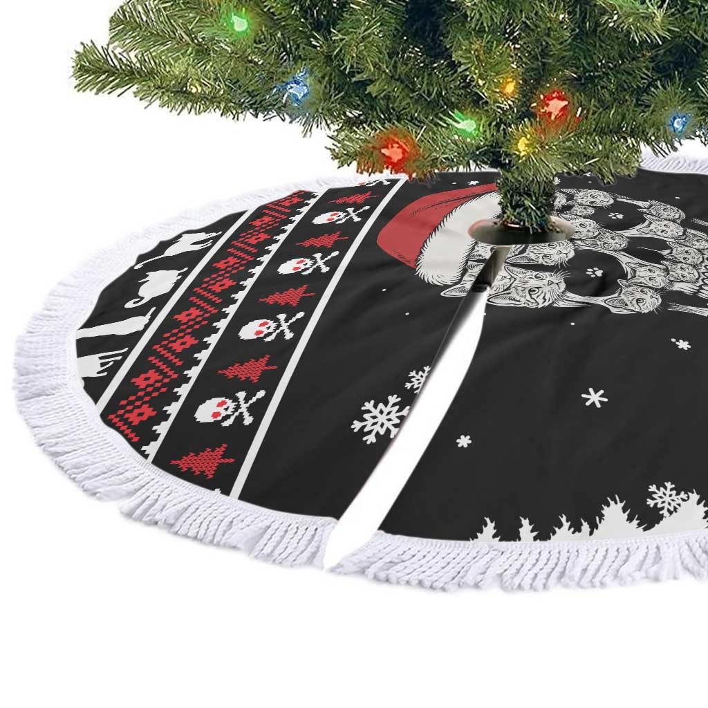 Cat Skull Santa Christmas Tree Skirt Xmas Holiday Patterns - Wonder Print Shop