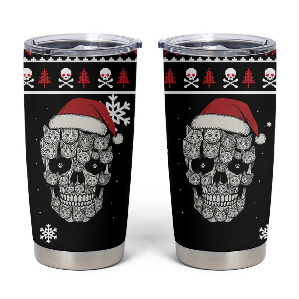 Cat Skull Santa Christmas Tumbler Cup Xmas Holiday Patterns - Wonder Print Shop