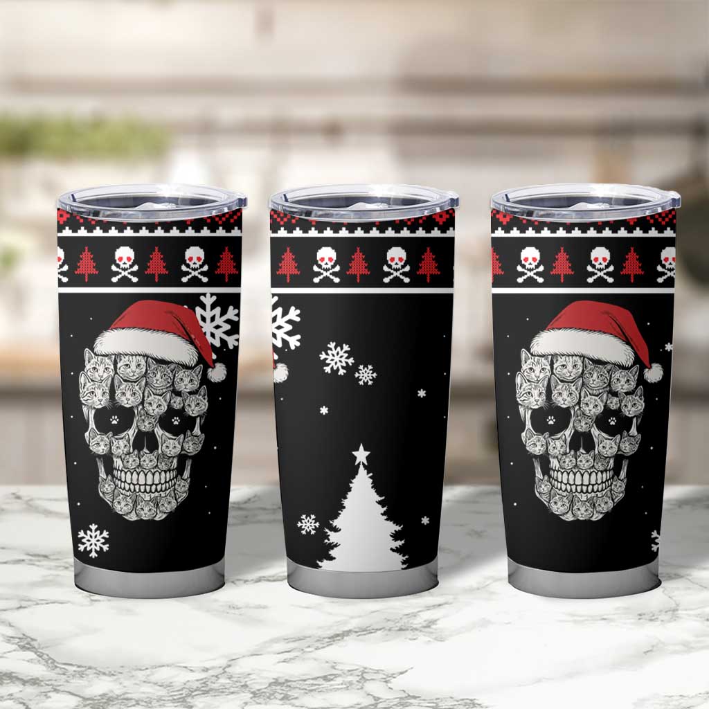 Cat Skull Santa Christmas Tumbler Cup Xmas Holiday Patterns - Wonder Print Shop