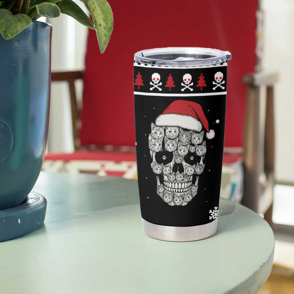 Cat Skull Santa Christmas Tumbler Cup Xmas Holiday Patterns - Wonder Print Shop