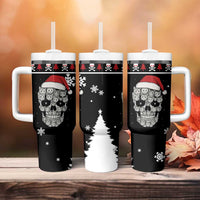 Cat Skull Santa Christmas Tumbler With Handle Xmas Holiday Patterns - Wonder Print Shop