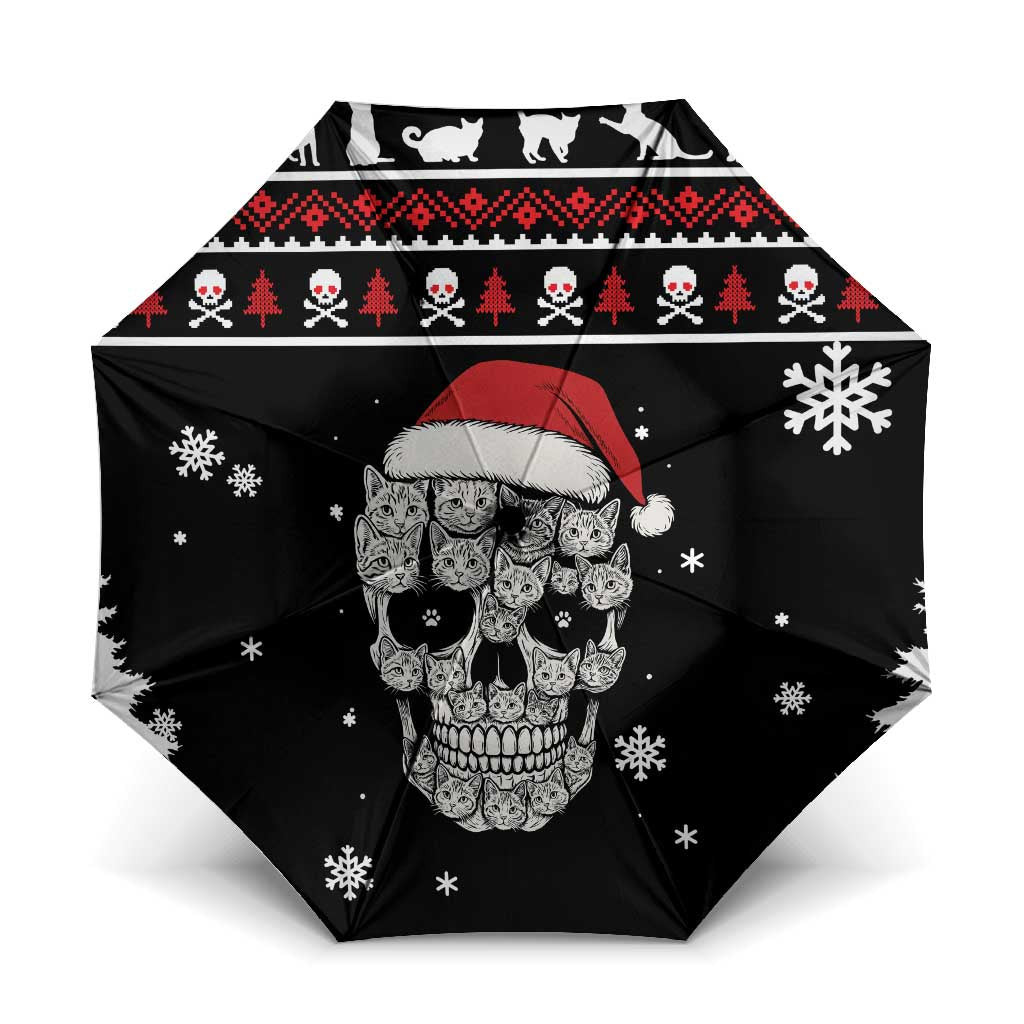Cat Skull Santa Christmas Umbrella Xmas Holiday Patterns - Wonder Print Shop