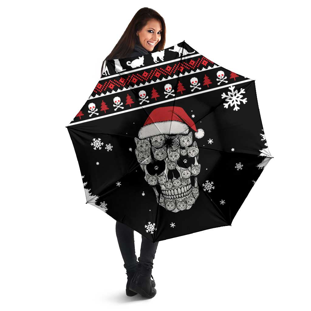 Cat Skull Santa Christmas Umbrella Xmas Holiday Patterns - Wonder Print Shop