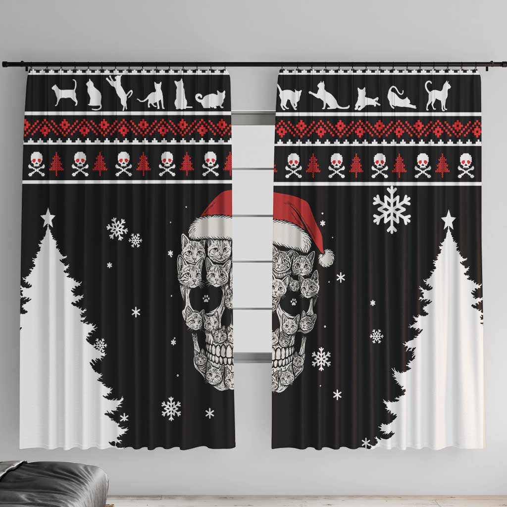Cat Skull Santa Christmas Window Curtain Xmas Holiday Patterns - Wonder Print Shop
