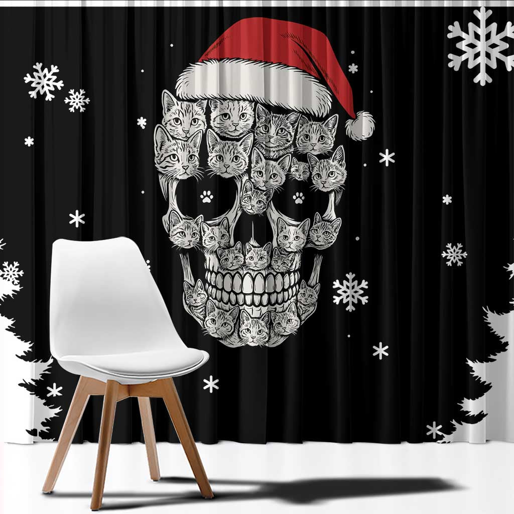Cat Skull Santa Christmas Window Curtain Xmas Holiday Patterns - Wonder Print Shop