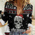 Cat Skull Santa Christmas Women Casual Shirt Xmas Holiday Patterns - Wonder Print Shop
