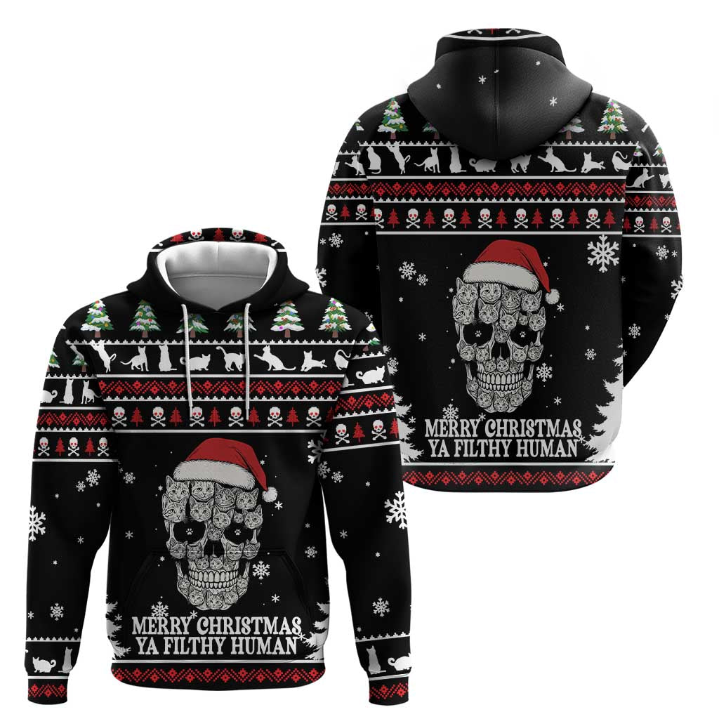 Cat Skull Santa Christmas Zip Hoodie Xmas Holiday Patterns - Wonder Print Shop
