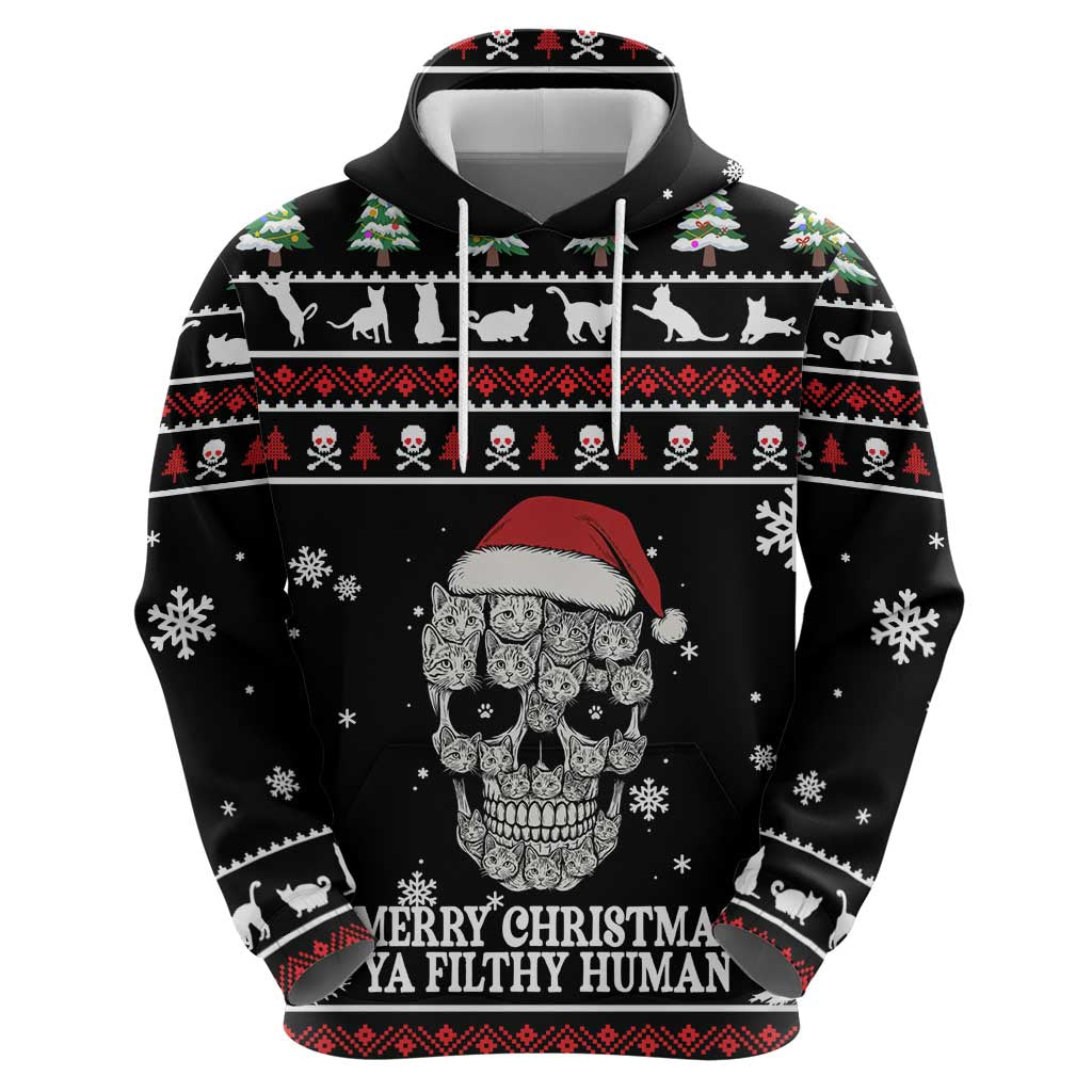 Cat Skull Santa Christmas Zip Hoodie Xmas Holiday Patterns - Wonder Print Shop