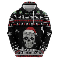 Cat Skull Santa Christmas Zip Hoodie Xmas Holiday Patterns - Wonder Print Shop