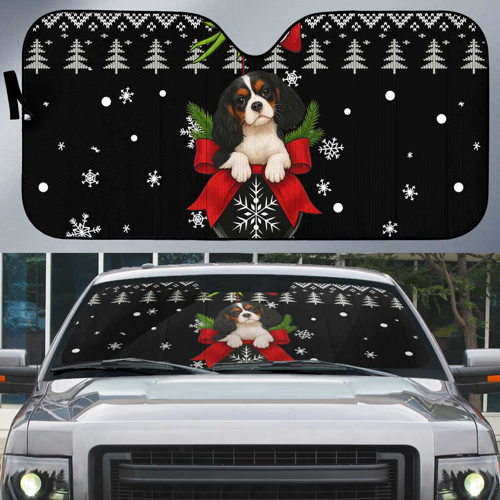Cavalier King Charles Spaniel Xmas Ball Christmas Auto Sun Shade Xmas Holiday Patterns - Wonder Print Shop