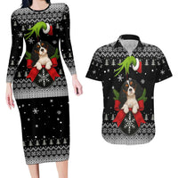 Cavalier King Charles Spaniel Xmas Ball Christmas Couples Matching Long Sleeve Bodycon Dress and Hawaiian Shirt Xmas Holiday Patterns - Wonder Print Shop