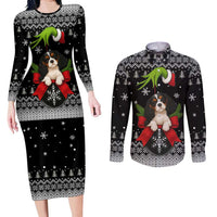 Cavalier King Charles Spaniel Xmas Ball Christmas Couples Matching Long Sleeve Bodycon Dress and Long Sleeve Button Shirt Xmas Holiday Patterns - Wonder Print Shop