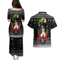 Cavalier King Charles Spaniel Xmas Ball Christmas Couples Matching Puletasi and Hawaiian Shirt Xmas Holiday Patterns - Wonder Print Shop