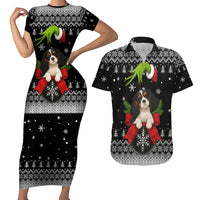Cavalier King Charles Spaniel Xmas Ball Christmas Couples Matching Short Sleeve Bodycon Dress and Hawaiian Shirt Xmas Holiday Patterns - Wonder Print Shop