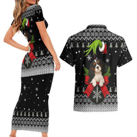 Cavalier King Charles Spaniel Xmas Ball Christmas Couples Matching Short Sleeve Bodycon Dress and Hawaiian Shirt Xmas Holiday Patterns - Wonder Print Shop