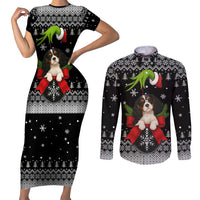 Cavalier King Charles Spaniel Xmas Ball Christmas Couples Matching Short Sleeve Bodycon Dress and Long Sleeve Button Shirt Xmas Holiday Patterns - Wonder Print Shop