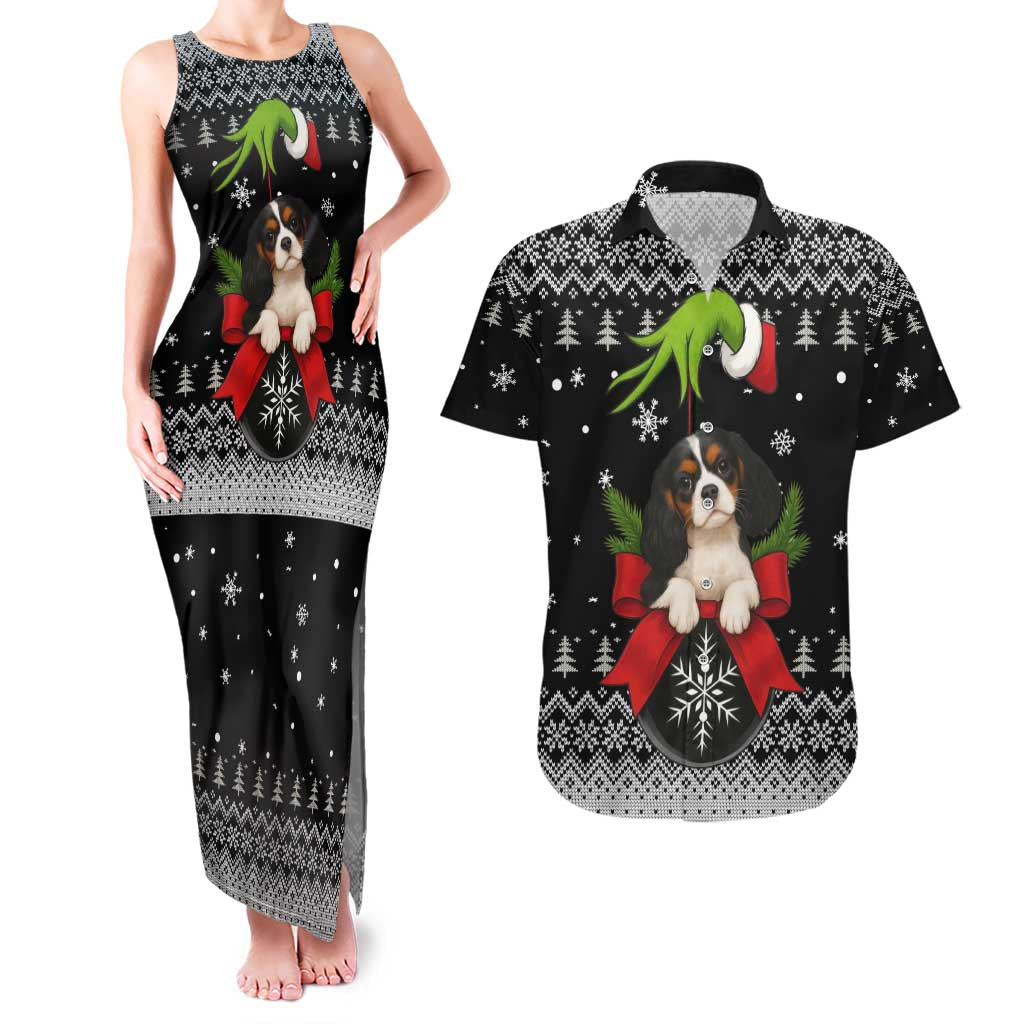 Cavalier King Charles Spaniel Xmas Ball Christmas Couples Matching Tank Maxi Dress and Hawaiian Shirt Xmas Holiday Patterns - Wonder Print Shop