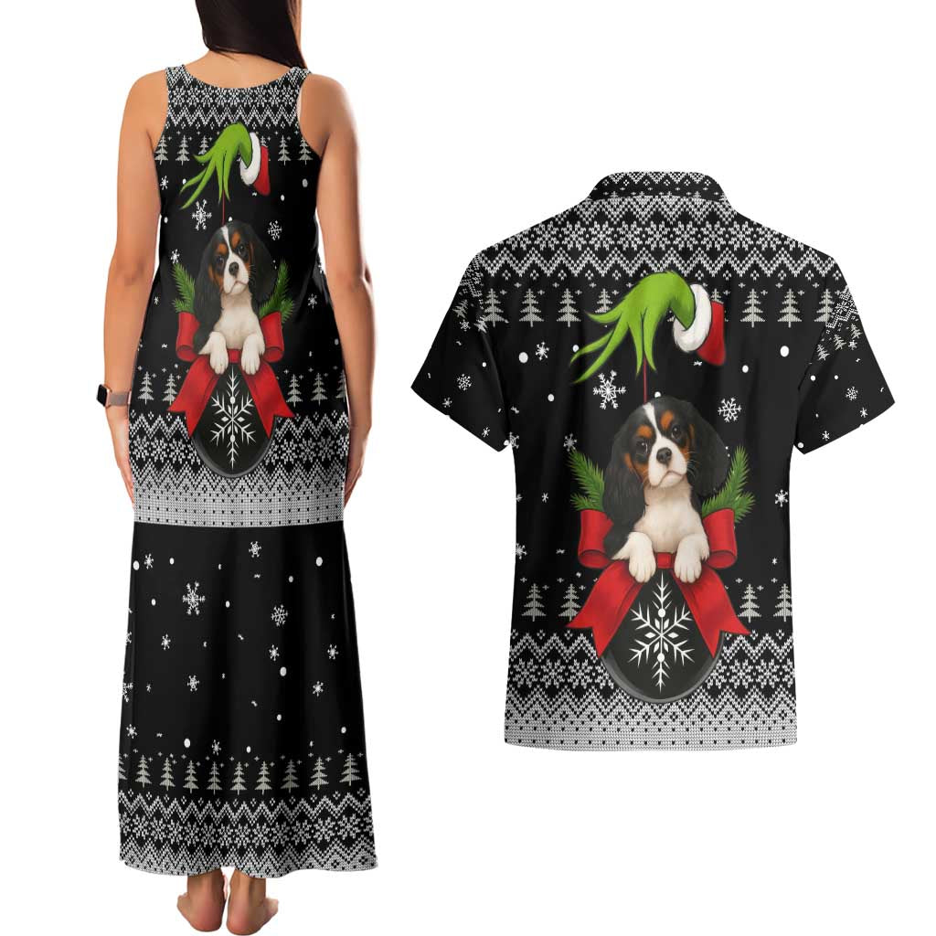 Cavalier King Charles Spaniel Xmas Ball Christmas Couples Matching Tank Maxi Dress and Hawaiian Shirt Xmas Holiday Patterns - Wonder Print Shop