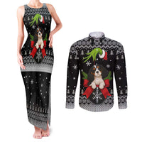Cavalier King Charles Spaniel Xmas Ball Christmas Couples Matching Tank Maxi Dress and Long Sleeve Button Shirt Xmas Holiday Patterns - Wonder Print Shop