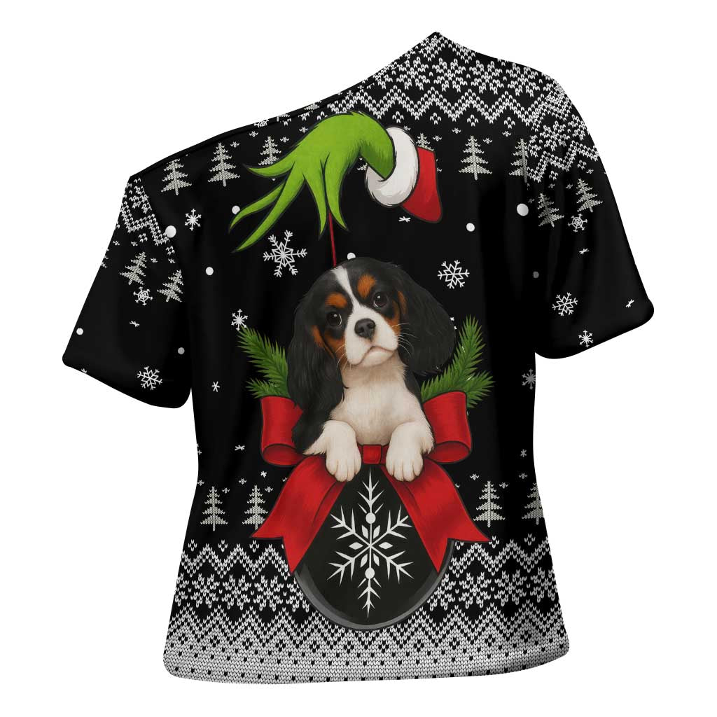 Cavalier King Charles Spaniel Xmas Ball Christmas Cross Shoulder Shirt Xmas Holiday Patterns - Wonder Print Shop