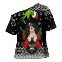 Cavalier King Charles Spaniel Xmas Ball Christmas Cross Shoulder Shirt Xmas Holiday Patterns - Wonder Print Shop