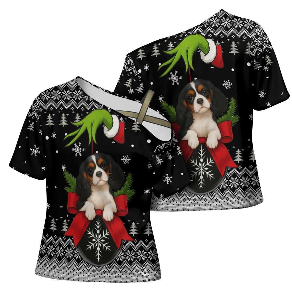 Cavalier King Charles Spaniel Xmas Ball Christmas Cross Shoulder Shirt Xmas Holiday Patterns - Wonder Print Shop