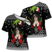 Cavalier King Charles Spaniel Xmas Ball Christmas Cross Shoulder Shirt Xmas Holiday Patterns - Wonder Print Shop