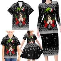 Cavalier King Charles Spaniel Xmas Ball Christmas Family Matching Long Sleeve Bodycon Dress and Hawaiian Shirt Xmas Holiday Patterns - Wonder Print Shop
