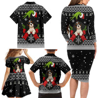 Cavalier King Charles Spaniel Xmas Ball Christmas Family Matching Long Sleeve Bodycon Dress and Hawaiian Shirt Xmas Holiday Patterns - Wonder Print Shop