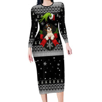 Cavalier King Charles Spaniel Xmas Ball Christmas Family Matching Long Sleeve Bodycon Dress and Hawaiian Shirt Xmas Holiday Patterns - Wonder Print Shop