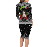 Cavalier King Charles Spaniel Xmas Ball Christmas Family Matching Long Sleeve Bodycon Dress and Hawaiian Shirt Xmas Holiday Patterns - Wonder Print Shop